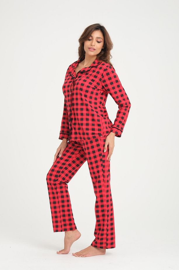 Desenli Pamuklu Örme Pijama Takımı - 2