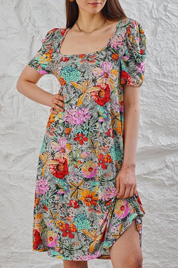 Kadın Metraj Baskılı Elbise - 4