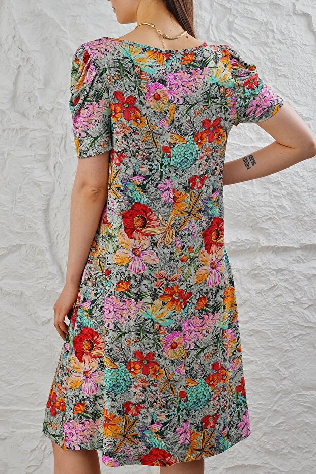 Kadın Metraj Baskılı Elbise - 5