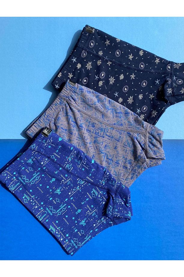 Modal Kumaş 3’lü Baskılı İnce Yazlık Beli Katlanmaz Basic Erkek Boxer - 4