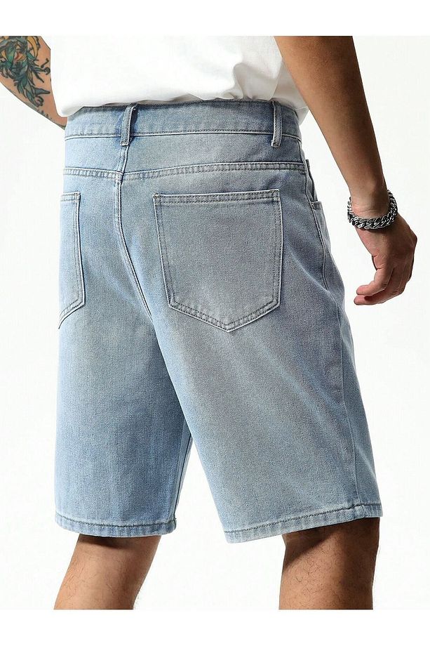 Regular Fit Buz Mavi Erkek Şort - 5