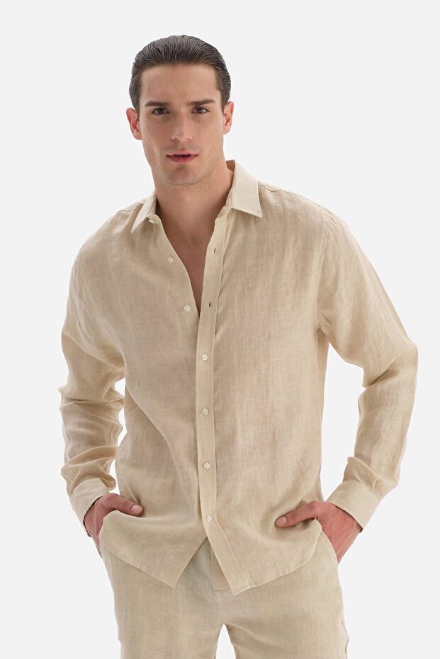 Bej Keten Uk. Gömlek - 1