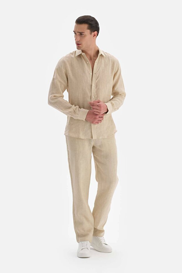 Bej Keten Uk. Gömlek - 6