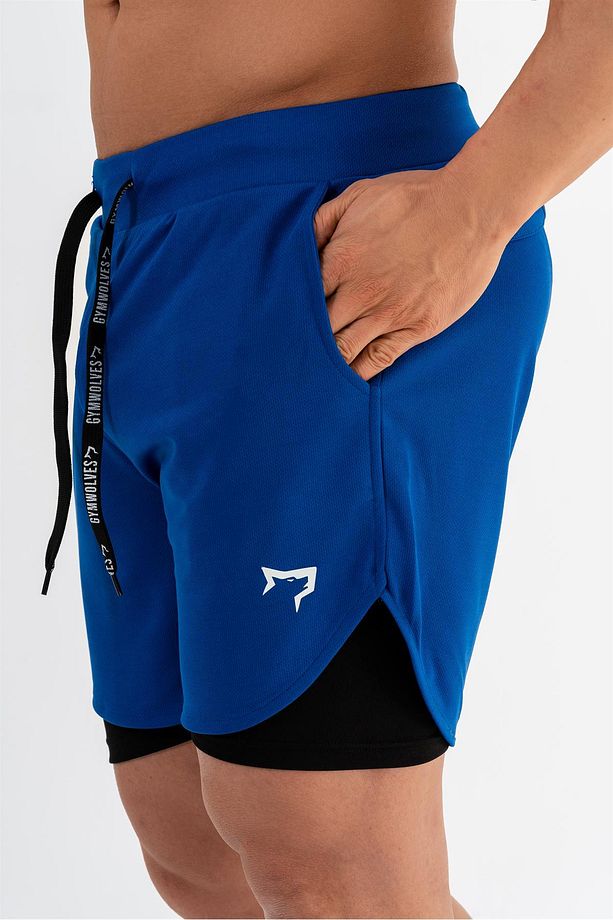 Erkek Spor Şort Çift Katmanlı | Saks | Comfortable Serisi | - 2