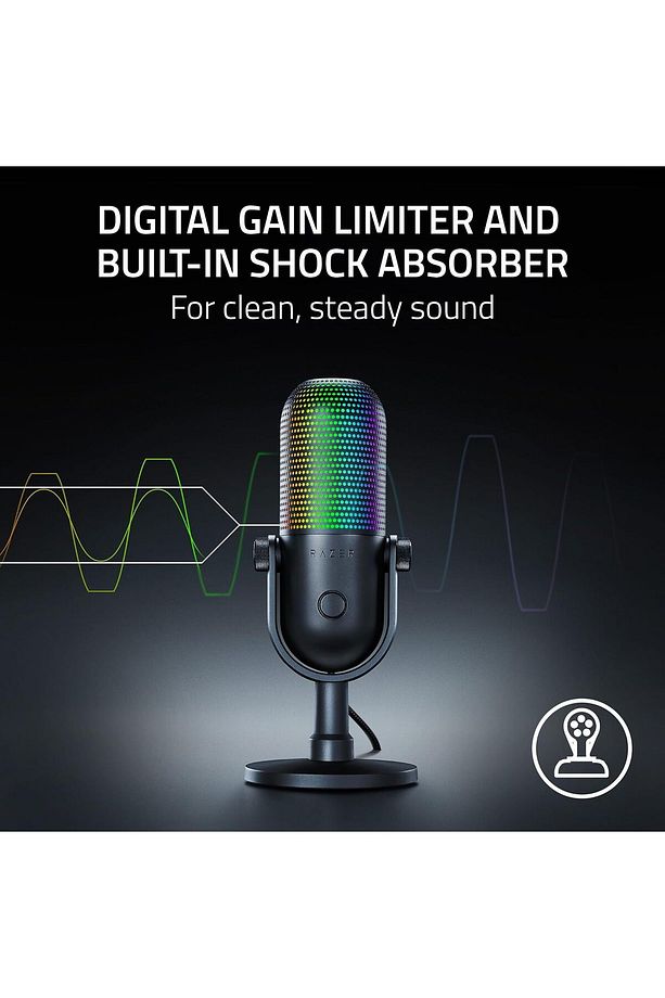 Seiren V3 Chroma RGB USB Mikrofon Dokunarak Sessize Alma Özellikli - Siyah - 5