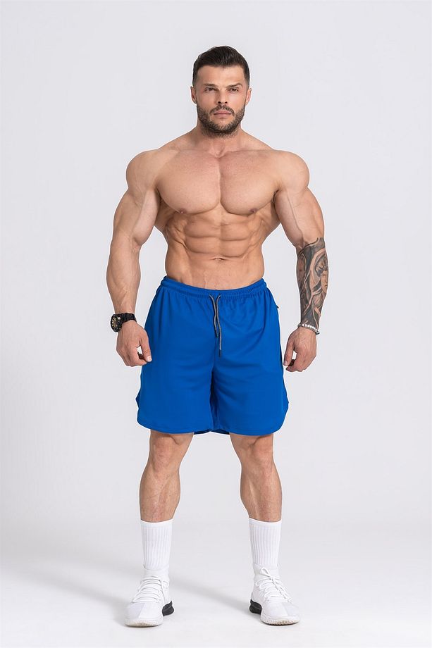 Erkek Spor Şort Çift Katmanlı | Saks | Comfortable Serisi | - 7