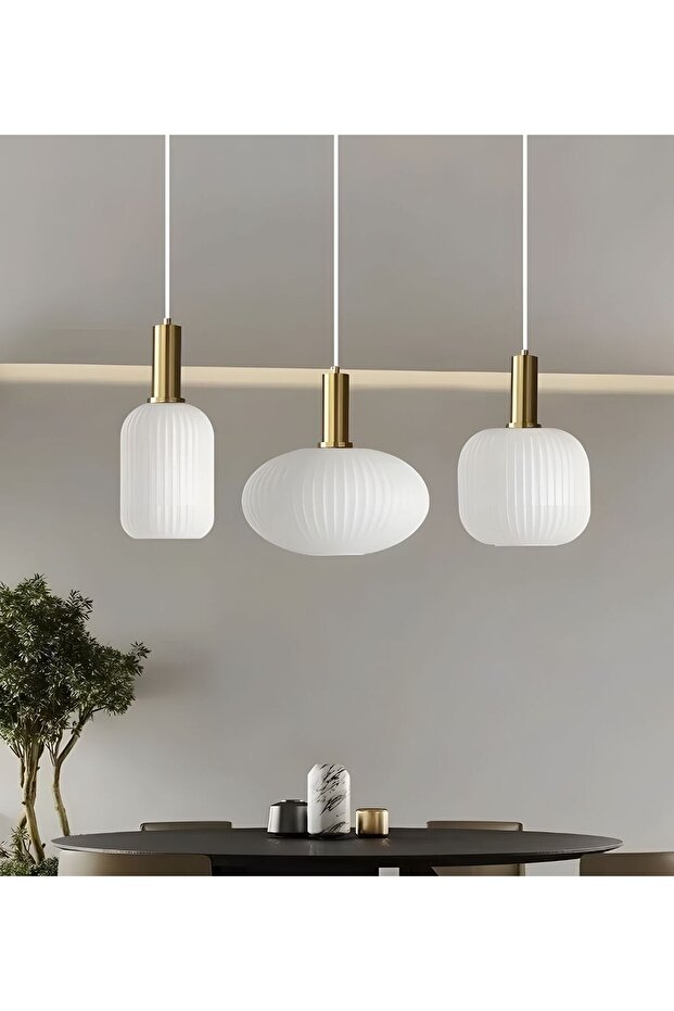 Rustik Modern Opal Camlı Avize - 2