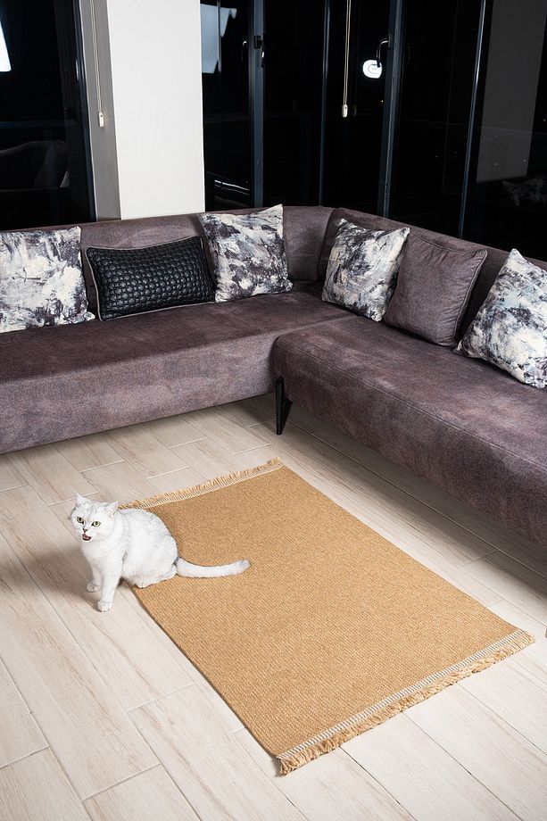 Kaan Home Bej Salon Mutfak Koridor Balkon Bahçe Yolluk El Dokuma Örgü Taban Bohem Halı - 1