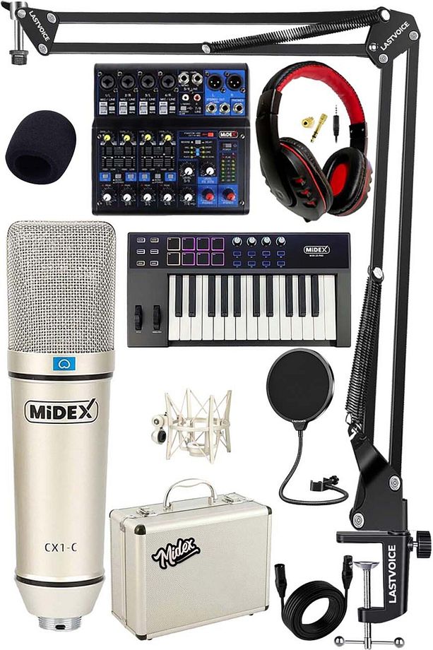 Stüdyo Ekipmanları Midi Live Paket-3 ses Kartlı mikser midi Klavye Cx1 Mikrofon Kulaklık - 1