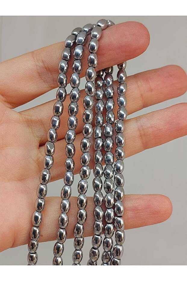 Bracelet Size Hematite Stone Barley Cut Half Strand 4*5.5mm (49640) (18CM LONG)