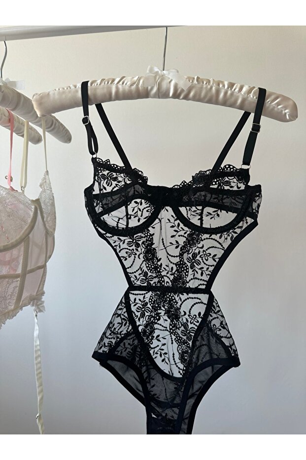 Peony Siyah Bodysuit - 5