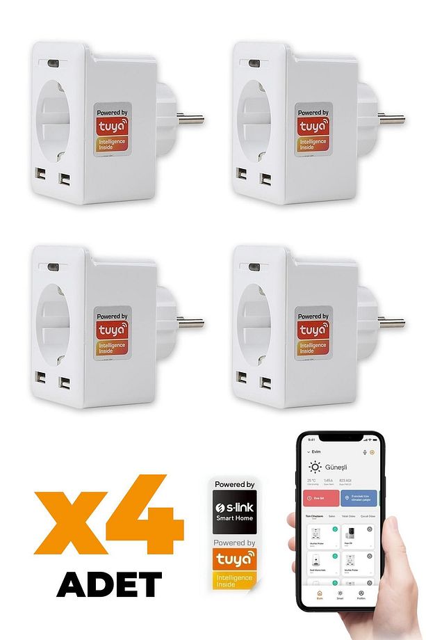 Sl-04 10a Akım Kor. Wifi Tuya Akıllı Priz 4 Adet - 1