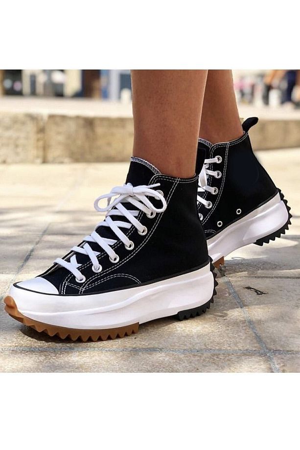 Siyah - The Run Star Unisex Canvas Sneaker Ayakkabı - 3