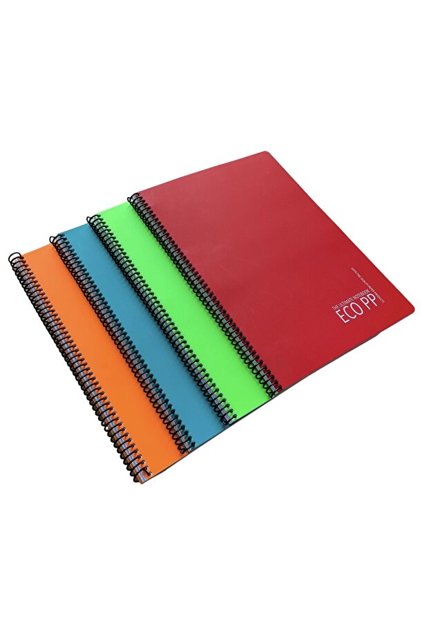 دفتر ملاحظات بغطاء بلاستيكي حلزوني Eco PP مقاس A4 - 40 Yp. 4 عبوات