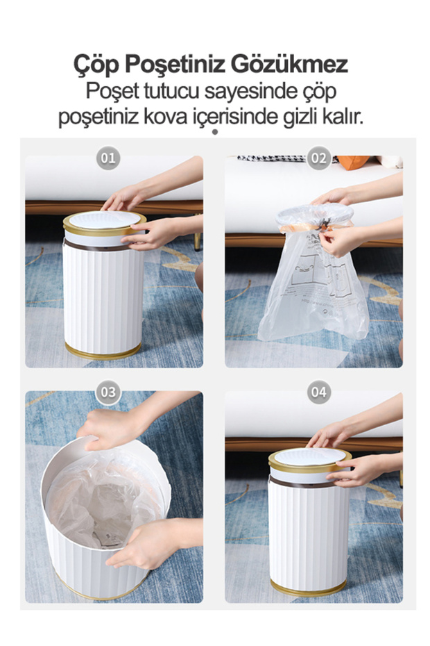 Sensörlü Akıllı Banyo Mutfak Çöp Kovası 9L - 9
