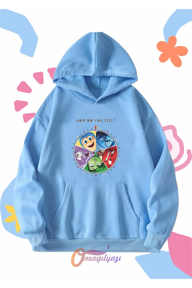 Unisex Kids Sweatshirt - Reverse Face, Wheel Printed, Oversize Hoodie