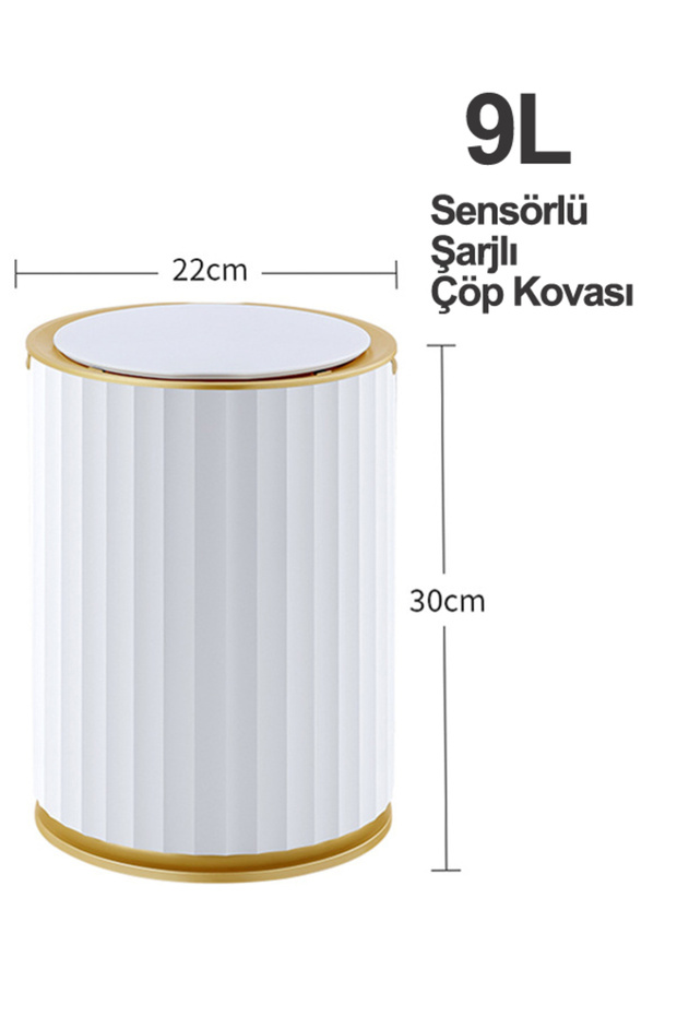 Sensörlü Akıllı Banyo Mutfak Çöp Kovası 9L - 8
