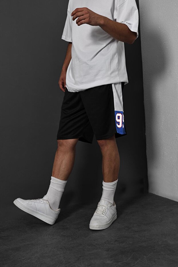 Erkek Siyah Baskılı Forma Şort - 1