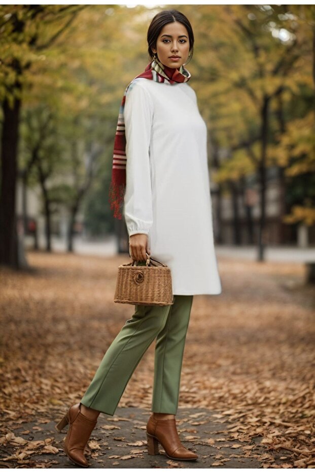 White Tunic - Simple, Soft, Elastic Cuff and Spring Summer - 1