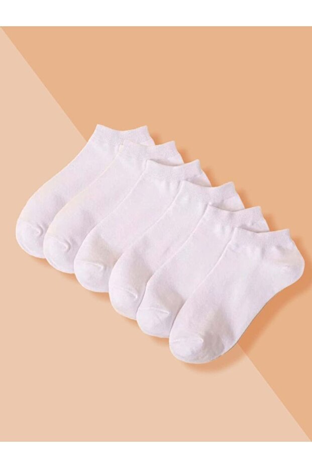 White High Cotton Set of 6 Unisex Booties Socks