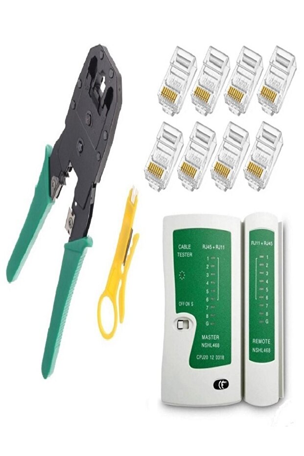 كماشة تجعيد شبكة Cat5cat6 + 20 قطعة مقبس Cat5cat6 + جهاز اختبار