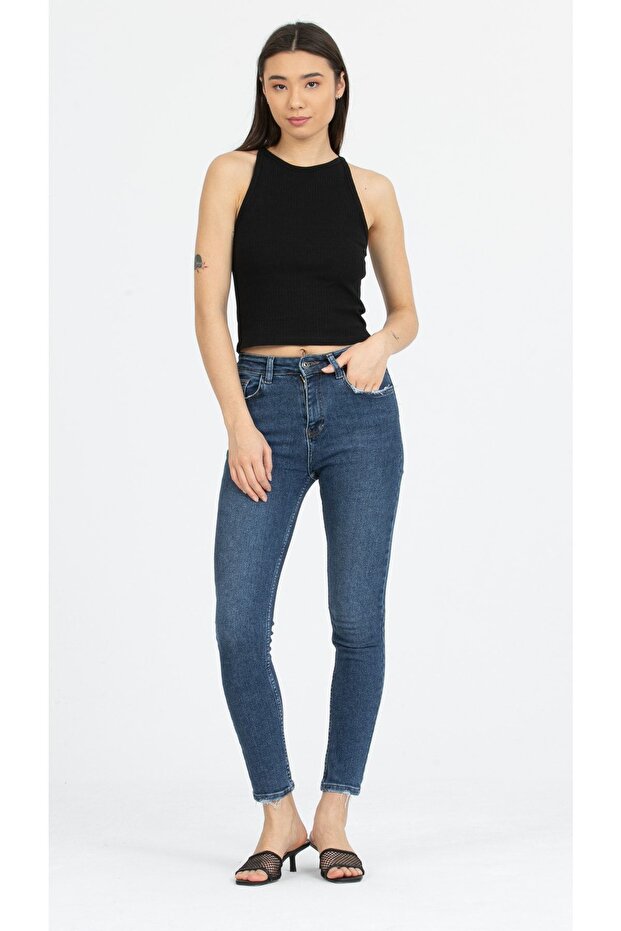 Charcoal Black Ribbed Halter Collar Knitted Crop Tank Top