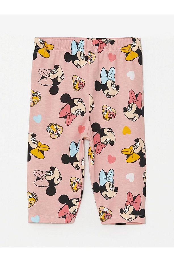 LCW Bisiklet Yaka Kısa Kollu Minnie Mouse Baskılı Kız Bebek Pijama Takımı - 3