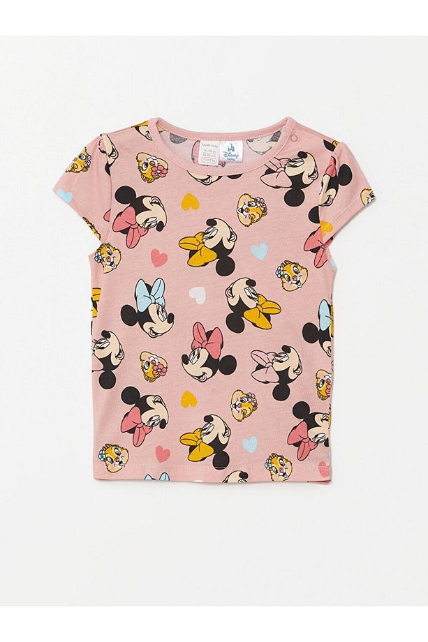 LCW Bisiklet Yaka Kısa Kollu Minnie Mouse Baskılı Kız Bebek Pijama Takımı - 2