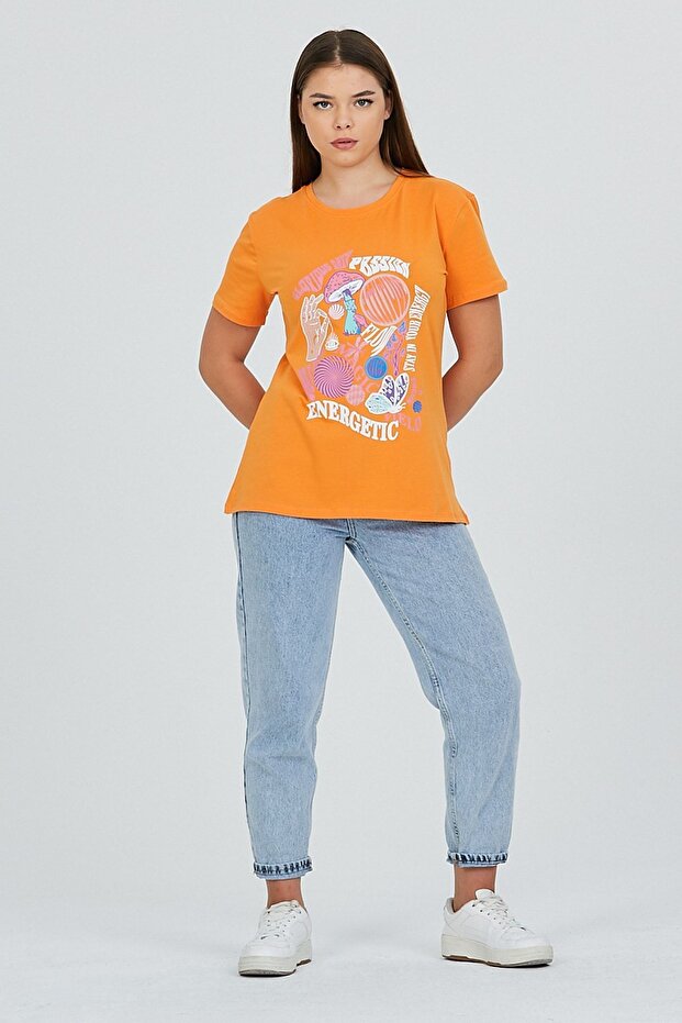 تصميم أساسي مطبوع برتقالي فاتح - 1