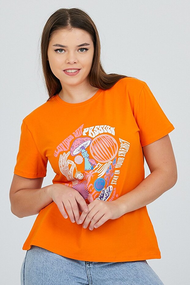 طباعة أمامية برتقالية داكنة أساسية - 3