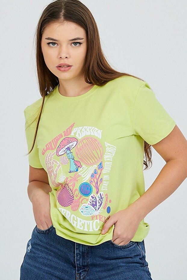 الفستق الأخضر الأمامي المطبوع الأساسي - 4