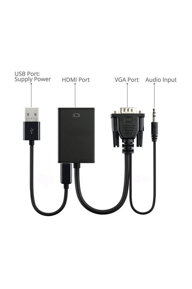 VGA to HDMI  Dönüştürücü + Ses + USB Power - 20cm - 1