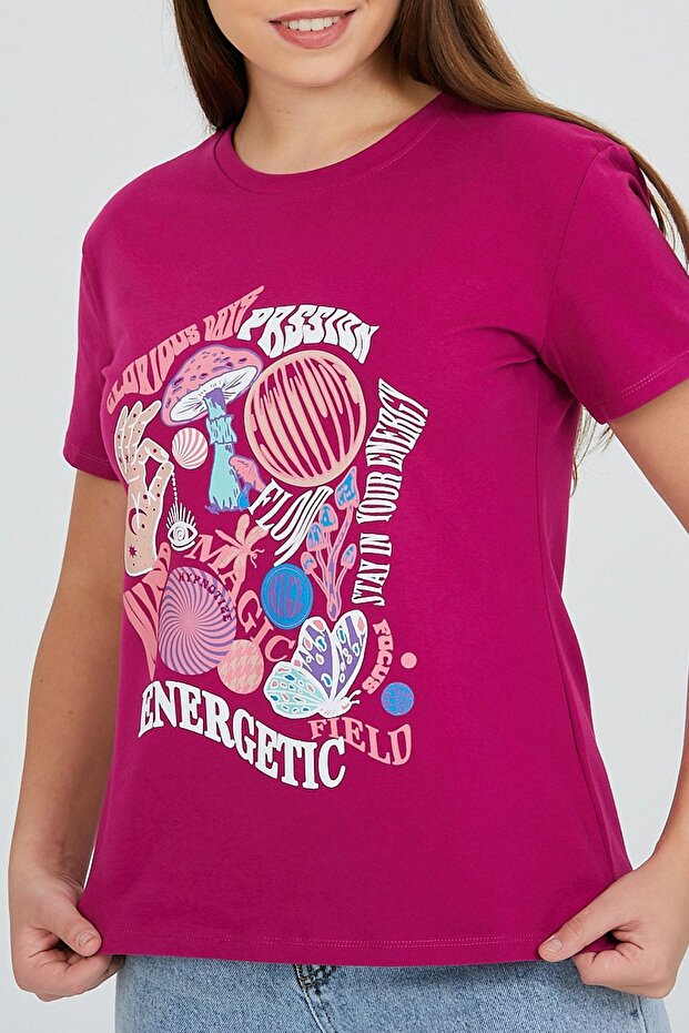 Plum Front Printed Basic - 3