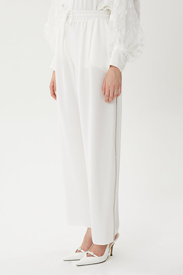 Şık Şeritli Krep Pantolon - 6