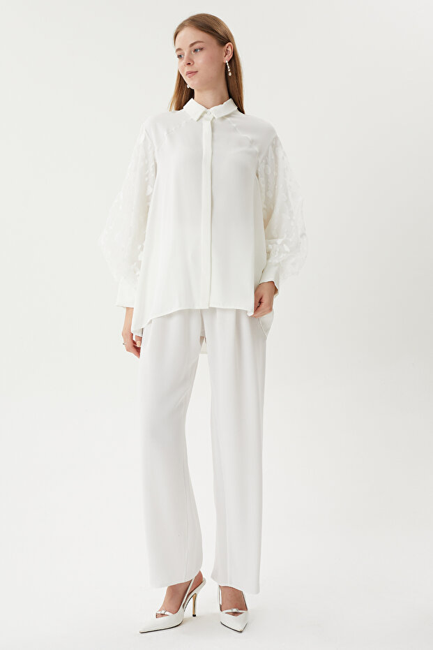 Şık Şeritli Krep Pantolon - 5