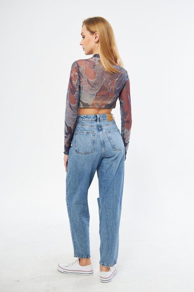 High Waist Array Ripped Jeans - 5