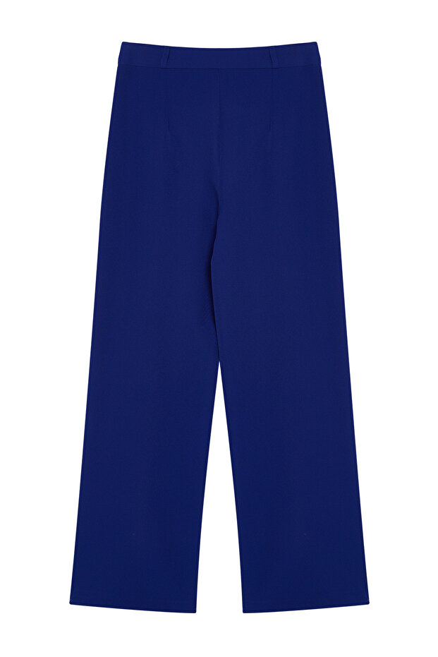 Mavi Yüksek Bel Wide Leg/Geniş Paça Pilili Dokuma Kumaş Pantolon TWOAW21PL0076 - 7