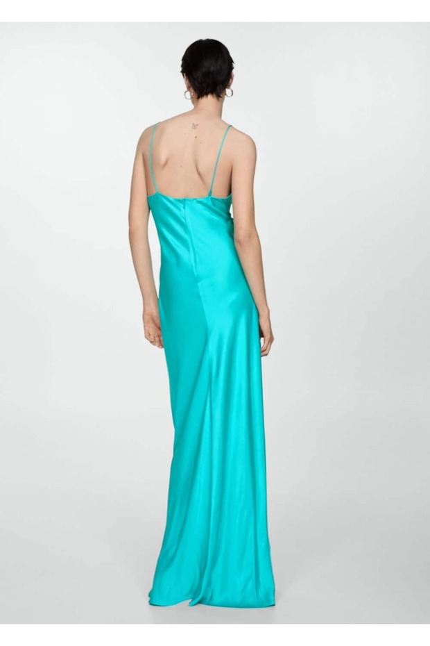 Straplez saten elbise - 4