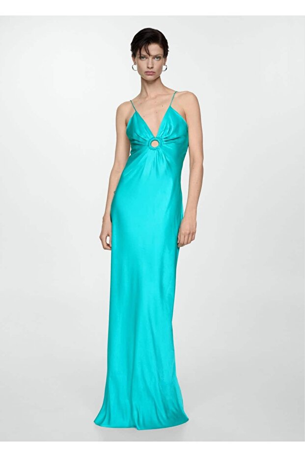 Straplez saten elbise - 2