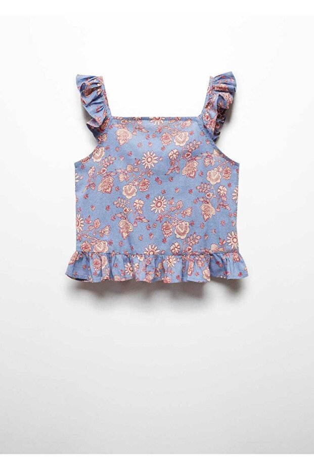 Blumenbluse mit Volant - 1