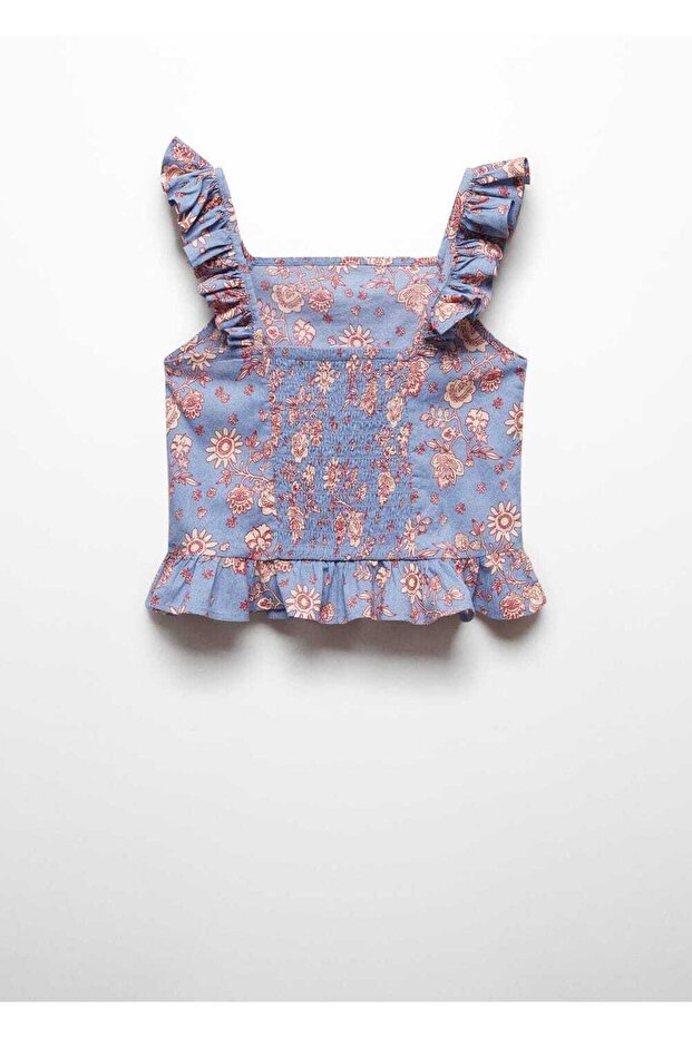 Blumenbluse mit Volant - 2