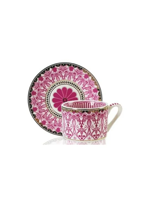 STD Bone China 6'lı Fincan Takımı 90cc Çiçekli Fnc-08 Klasik - 5