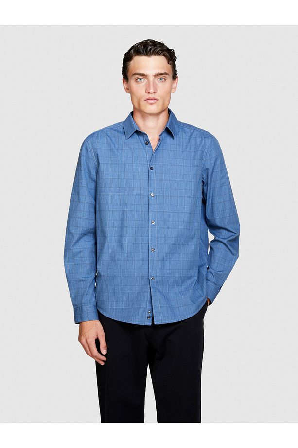 Erkek Mavi %100 Koton Regular Fit Kareli Gömlek - 5