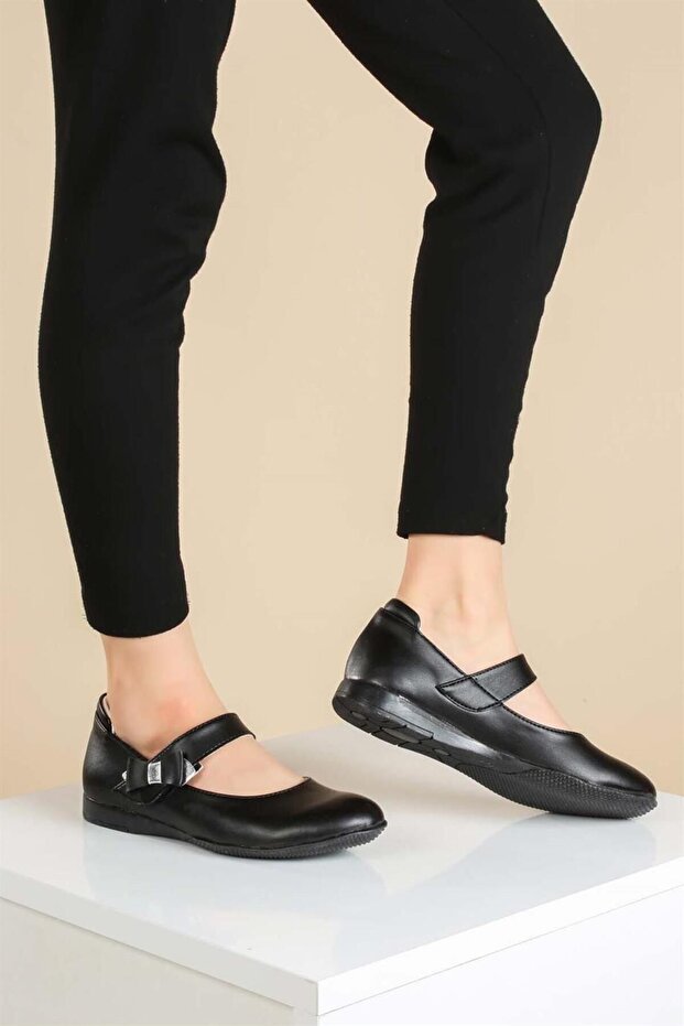 Genuine Leather Black Girls' Ballerina Shoes 837fa01