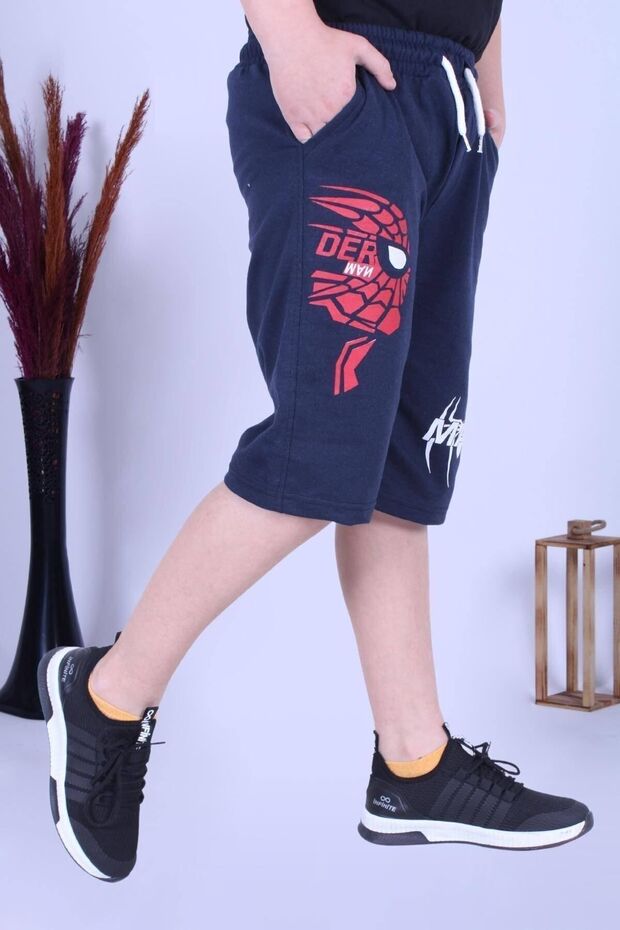 Man Font Printed Wide Leg, Pocketed Boy's Capri