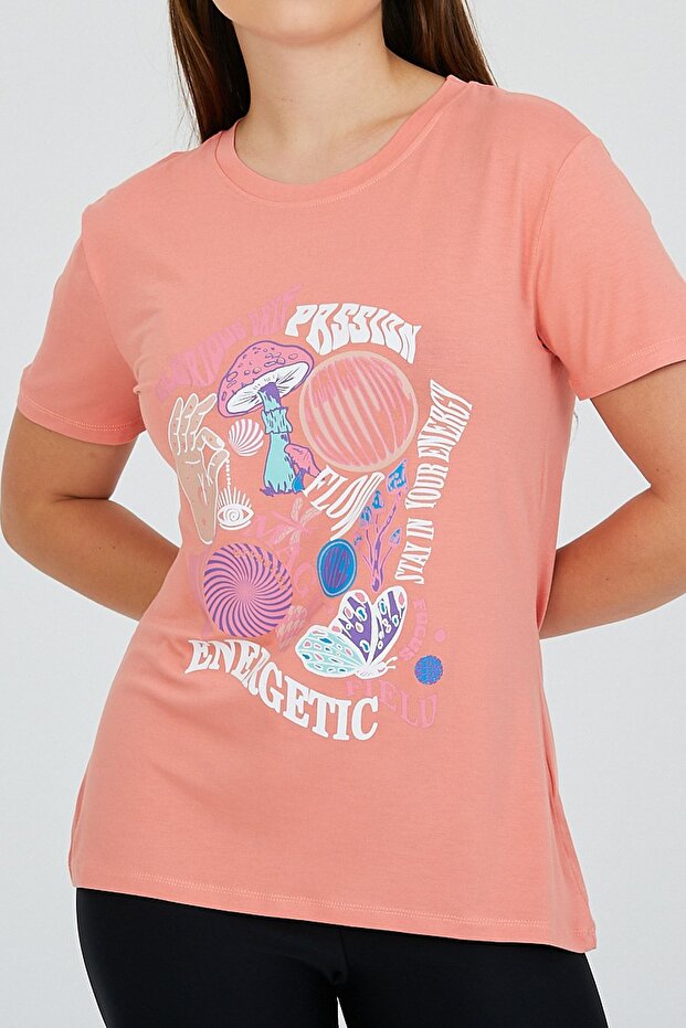 أمامي مطبوع بلون السلمون الأساسي - 2