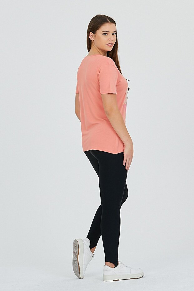 أمامي مطبوع بلون السلمون الأساسي - 4