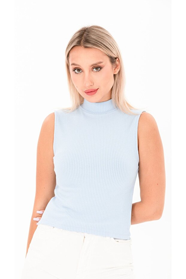 Baby Blue Half Turtleneck Tank Top