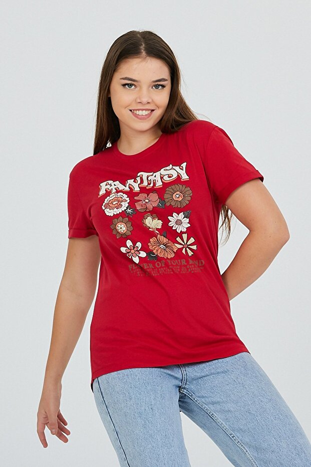 Blood Red Double Sleeve Cotton Basic