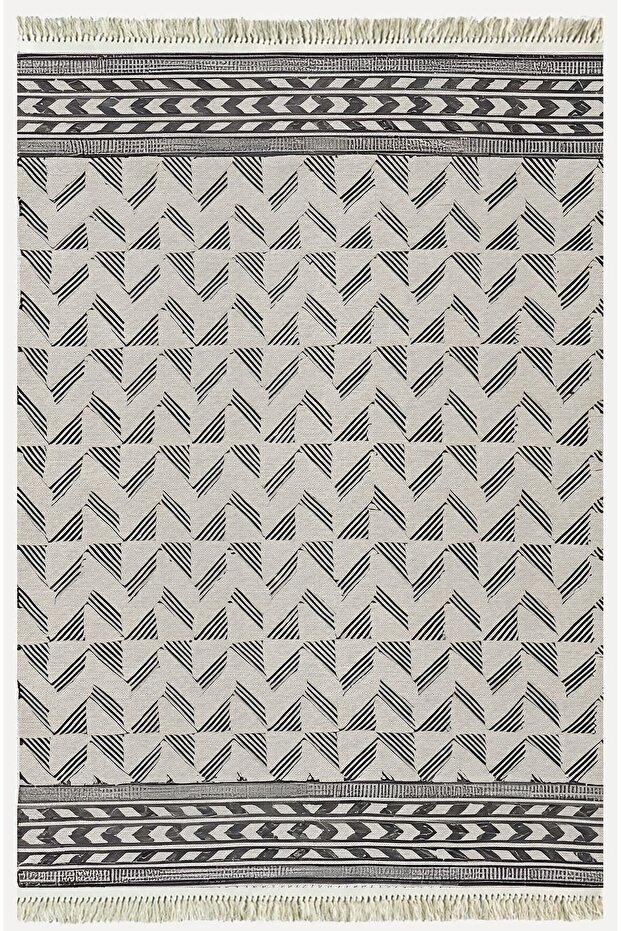 Cotton Kilim 14 Gray Floor Striped Patterned Decorative Washable Woven Base Rug